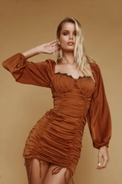 Mardi Lace Trimmed Ruched Mini Dress -Sun Gaia Dresses Shop 210407 BC ASTR LOOK 25 074copy