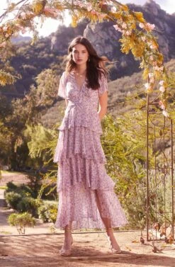 Tayla Floral Tiered Midi Dress -Sun Gaia Dresses Shop 23 01 19 ASTR WEDDING40811