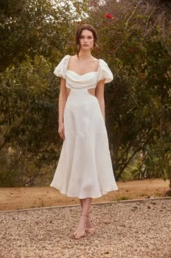 Winley Puff Sleeve Cutout Midi Dress -Sun Gaia Dresses Shop 23 01 19 ASTR WEDDING42583