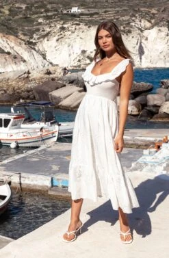 Cottage Eyelet Ruffle Midi Dress 13 Cottage Eyelet Ruffle Midi Dress -Sun Gaia Dresses Shop A58A2396