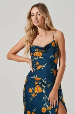 Gaia Floral Midi Dress -Sun Gaia Dresses Shop ACDR100133D DARKTEAL GOLDFRL 4