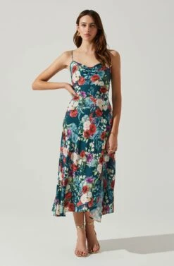 Gaia Floral Midi Dress -Sun Gaia Dresses Shop ACDR100133D GREENREDFLORAL 1
