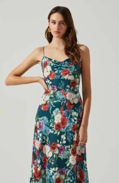 Gaia Floral Midi Dress -Sun Gaia Dresses Shop ACDR100133D GREENREDFLORAL 3