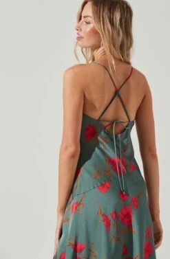 Gaia Floral Midi Dress -Sun Gaia Dresses Shop ACDR100133D TEAL RASPBERRYFLORAL 6