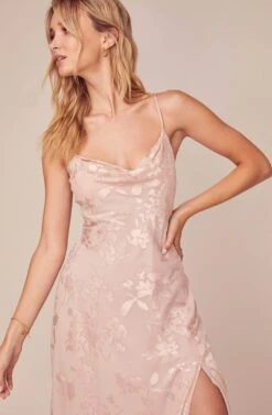 Gaia Floral Jacquard Midi Dress -Sun Gaia Dresses Shop ACDR100133F BLUSH FLORAL JACQUARD 4