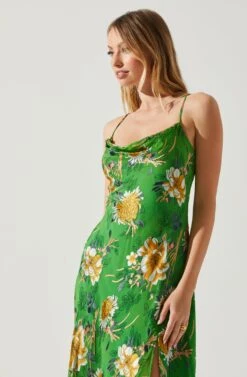 Gaia Floral Burnout Midi Dress -Sun Gaia Dresses Shop ACDR100133F GREENPINKFLORAL 4