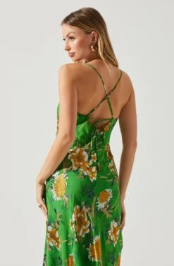 Gaia Floral Burnout Midi Dress -Sun Gaia Dresses Shop ACDR100133F GREENPINKFLORAL 5
