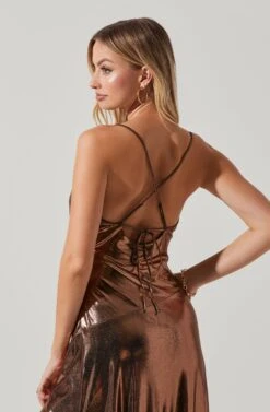 Gaia Metallic Midi Dress 12 Gaia Metallic Midi Dress -Sun Gaia Dresses Shop ACDR100133K BRONZE 5