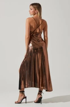 Gaia Metallic Midi Dress 13 Gaia Metallic Midi Dress -Sun Gaia Dresses Shop ACDR100133K BRONZE 6
