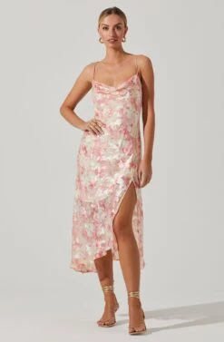 Gaia Floral Burnout Midi Dress -Sun Gaia Dresses Shop ACDR100133SB PINKBURNOUT 1