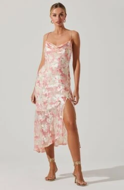 Gaia Floral Burnout Midi Dress -Sun Gaia Dresses Shop ACDR100133SB PINKBURNOUT 2