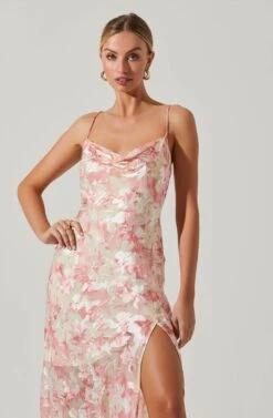 Gaia Floral Burnout Midi Dress -Sun Gaia Dresses Shop ACDR100133SB PINKBURNOUT 3
