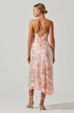 Gaia Floral Burnout Midi Dress -Sun Gaia Dresses Shop ACDR100133SB PINKBURNOUT 6