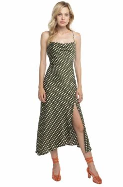 Cowl Strappy Dress -Sun Gaia Dresses Shop ACDR100133 GREEN DOT 01