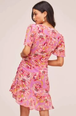 Elizabeth Floral Mini Dress 13 Elizabeth Floral Mini Dress -Sun Gaia Dresses Shop ACDR100207B LAVENDER PINK FLORAL 5A