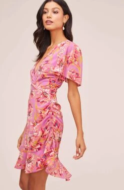 Elizabeth Floral Mini Dress 10 Elizabeth Floral Mini Dress -Sun Gaia Dresses Shop ACDR100207B LAVENDER PINK FLORAL 6A