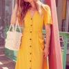Charli Midi Dress -Sun Gaia Dresses Shop ACDR100222 SUNFLOWER YELLOW 4 22aff0b7 f647 4f6f 8012 4f4f361dbd21