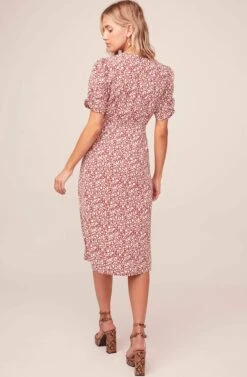 Kinsley Floral Midi Dress -Sun Gaia Dresses Shop ACDR100342 RED IVORY MULTI FLORAL 4AAAA