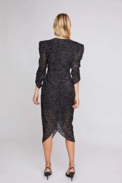 Toulouse Midi Wrap Dress -Sun Gaia Dresses Shop ACDR100372 BLACK VELVET DOT 3