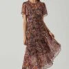 Mirella Floral Midi Dress 1 Mirella Floral Midi Dress -Sun Gaia Dresses Shop ACDR100436DS ORANGEPURPLEFLORAL 2