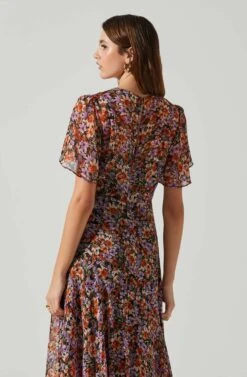 Mirella Floral Midi Dress -Sun Gaia Dresses Shop ACDR100436DS ORANGEPURPLEFLORAL 5