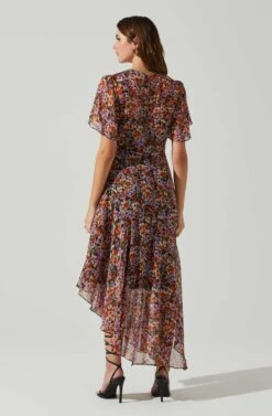 Mirella Floral Midi Dress -Sun Gaia Dresses Shop ACDR100436DS ORANGEPURPLEFLORAL 6
