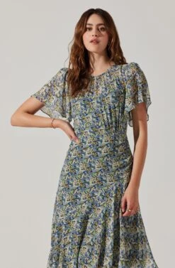 Mirella Floral Midi Dress -Sun Gaia Dresses Shop ACDR100436 BLACKBLUEFLORAL 5