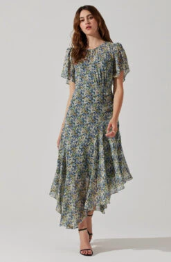 Mirella Floral Midi Dress -Sun Gaia Dresses Shop ACDR100436 BLACKBLUEFLORAL 6