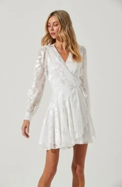 Aja Burnout Wrap Front Mini Dress -Sun Gaia Dresses Shop ACDR100455D WHITE 2