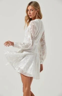 Aja Burnout Wrap Front Mini Dress -Sun Gaia Dresses Shop ACDR100455D WHITE 5