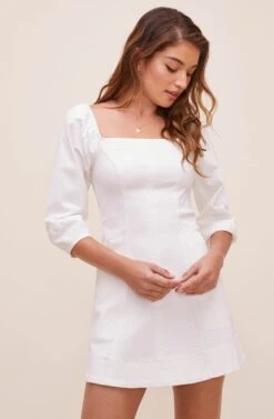 Rabia Puff Sleeve Mini Dress 12 Rabia Puff Sleeve Mini Dress -Sun Gaia Dresses Shop ACDR100496 WHITE 6