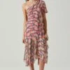 Santorini One Shoulder Midi Dress -Sun Gaia Dresses Shop ACDR100550C PINKBLACKFLORAL 1