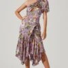 Santorini Floral One Shoulder Midi Dress -Sun Gaia Dresses Shop ACDR100550SB LILACMULTIFLORAL 1
