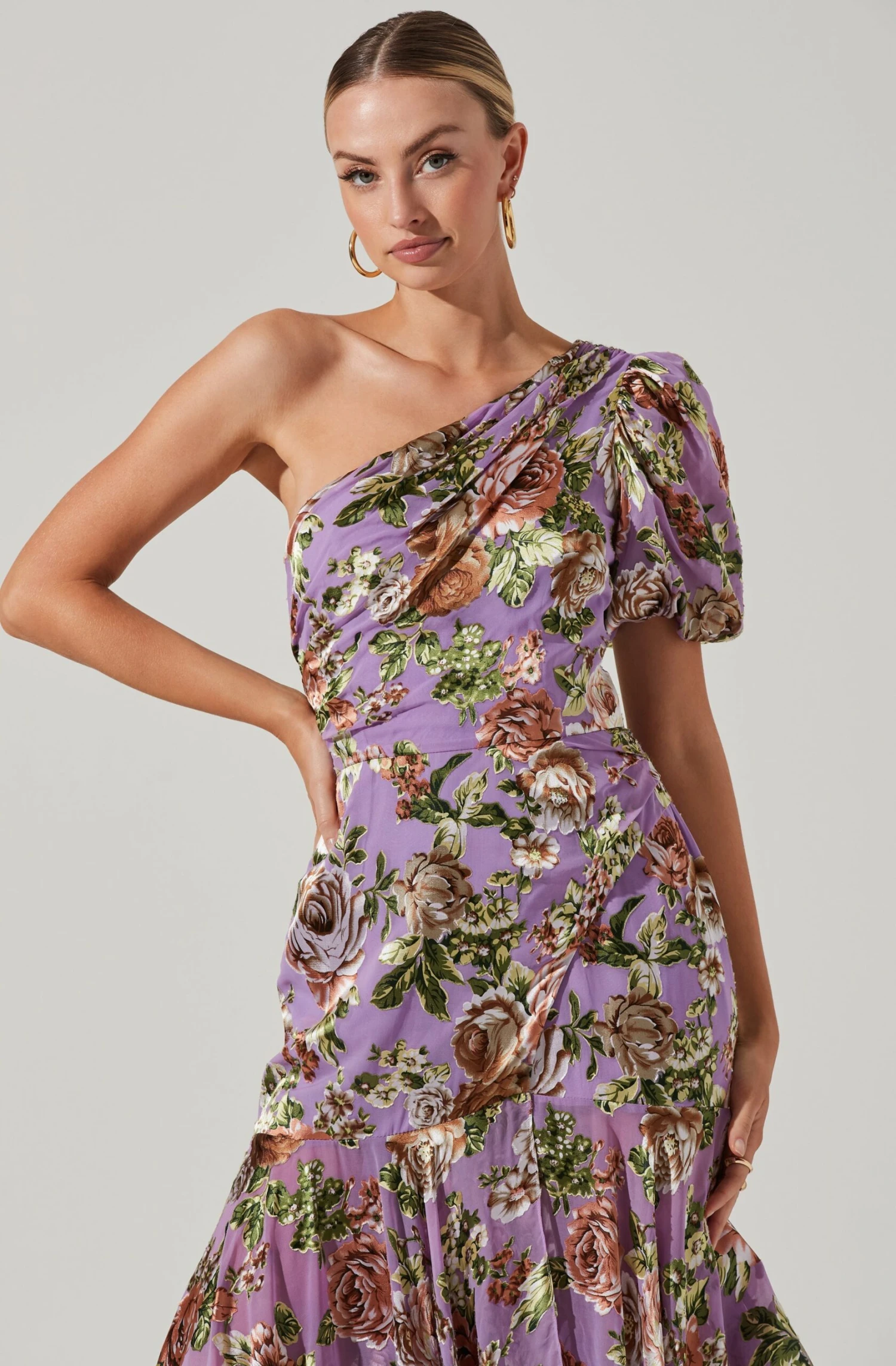 Santorini Floral One Shoulder Midi Dress 5 Santorini Floral One Shoulder Midi Dress - Image 3
