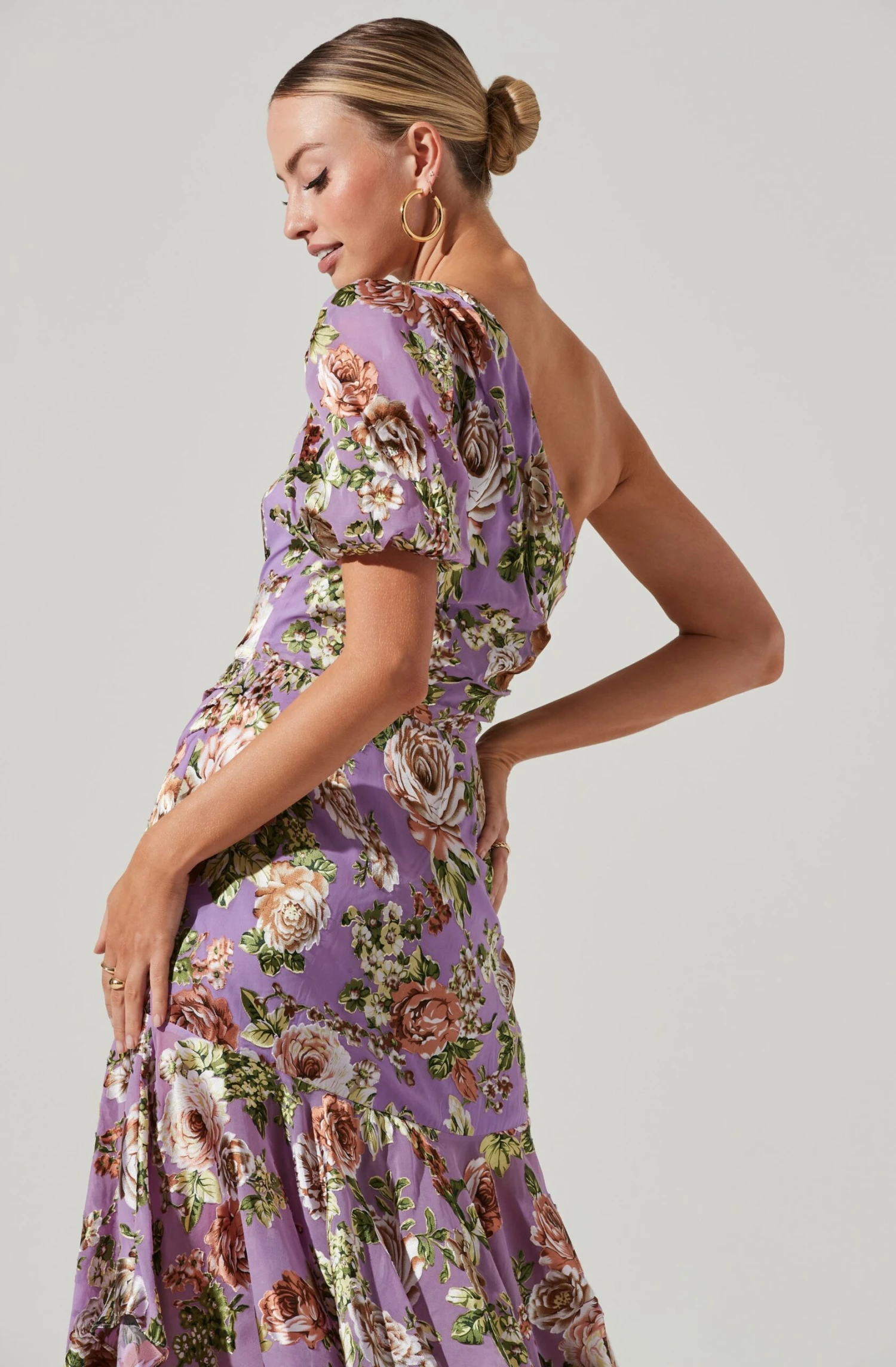 Santorini Floral One Shoulder Midi Dress 6 Santorini Floral One Shoulder Midi Dress - Image 4
