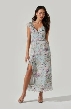 Tempest Floral Ruffle Midi Dress -Sun Gaia Dresses Shop ACDR100578 IVORY LILACFLORAL 2 5c5c7a60 bdc8 4587 93ce baf35582c89e