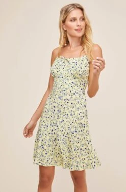 Chalet Floral Mini Dress -Sun Gaia Dresses Shop ACDR100600 LEMON COBALT FLORAL 2