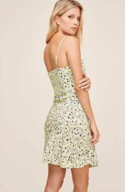 Chalet Floral Mini Dress -Sun Gaia Dresses Shop ACDR100600 LEMON COBALT FLORAL 4