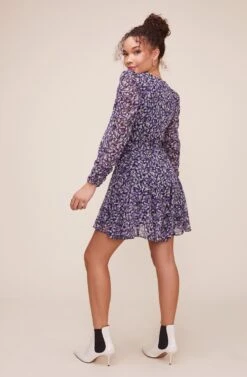 Desiree Floral Dress -Sun Gaia Dresses Shop ACDR100718 NAVY PURPLE MULTI FLORAL 3