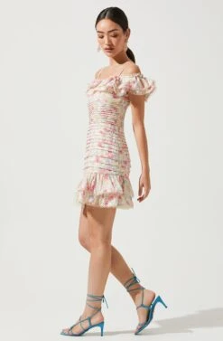 Una Ruffle Mini Dress 8 Una Ruffle Mini Dress -Sun Gaia Dresses Shop ACDR100793B OFF WHITEPINKMULTI 3