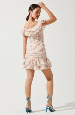 Una Ruffle Mini Dress 9 Una Ruffle Mini Dress -Sun Gaia Dresses Shop ACDR100793B OFF WHITEPINKMULTI 4