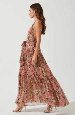 Eartha Floral Maxi Dress -Sun Gaia Dresses Shop ACDR100834B TAUPE PINKFLORAL 3