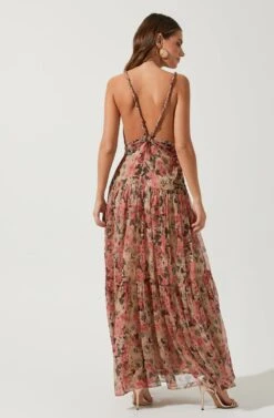 Eartha Floral Maxi Dress -Sun Gaia Dresses Shop ACDR100834B TAUPE PINKFLORAL 4