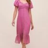 Rocco Puff Sleeve Midi Dress -Sun Gaia Dresses Shop ACDR100850 ORCHID 1