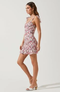 Heiress Floral Ruched Mini Dress -Sun Gaia Dresses Shop ACDR100853C FUCHSIAMULTIFLORAL 3