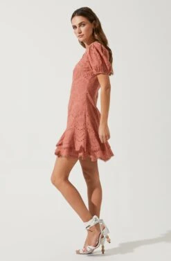 Alba Lace Mini Dress -Sun Gaia Dresses Shop ACDR100874 BURNTCORAL 3
