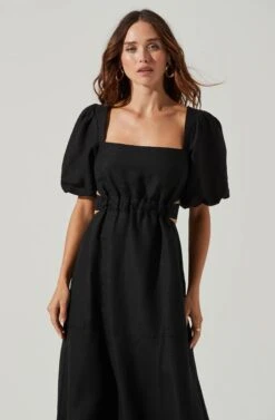 Angeles Puff Sleeve Cutout Dress 35 Angeles Puff Sleeve Cutout Dress -Sun Gaia Dresses Shop ACDR100897 PINK 7 4