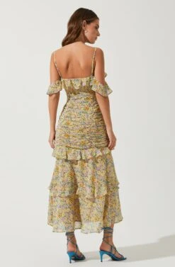 Daisy Dell Ruffle Midi Dress -Sun Gaia Dresses Shop ACDR100903 TAUPEYELLOWFLORAL 4