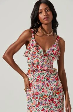 Wildflower Ruffle Cutout Midi Dress -Sun Gaia Dresses Shop ACDR100906 PINKREDFLORAL 2 bc15894f f9f9 4629 8d37 8a795e7fc33d