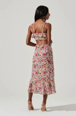 Wildflower Ruffle Cutout Midi Dress -Sun Gaia Dresses Shop ACDR100906 PINKREDFLORAL 3 2d3744e9 1cb4 4baa 88e1 429ee032f511